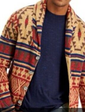 Sun + Stone Pioneer Cardigan Sweater Adult Medium Western Native Print Mens XL